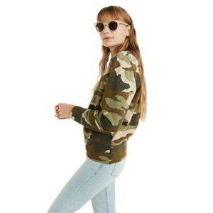Madewell Miles Green Camo Crew Neck Sweatshirt S
